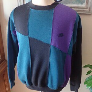 Vintage IOU Collection Sweatshirt Men's XL Colorblock Geometric Pullover 90s